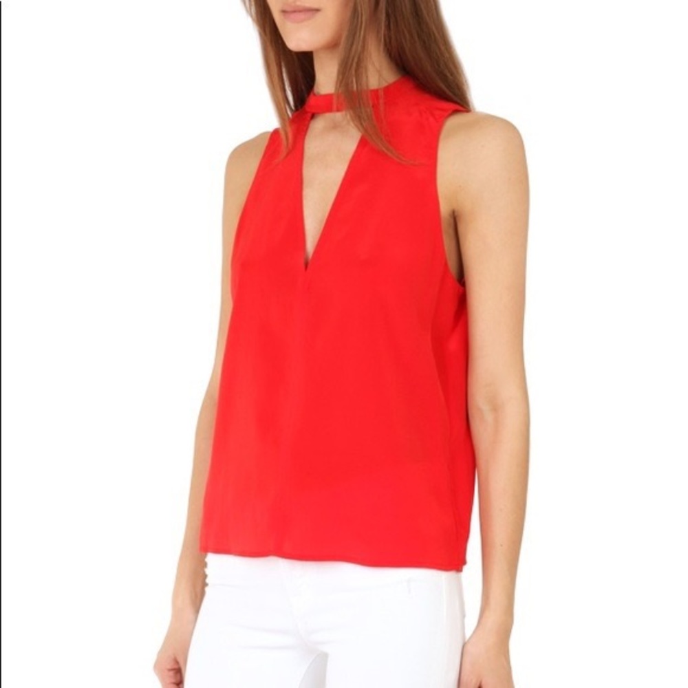 A.L.C. Shay Red Silk Keyhole Cutout Tank Top Blouse Small